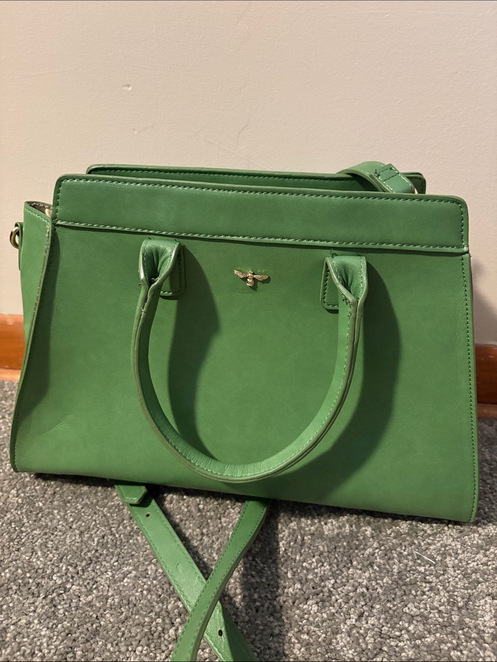 Fable England Green Structured Tote Handbag.